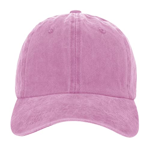 TOPTIE Washed Cotton Dad Baseball Cap - Low Profile Adjustable Hat - color: Pink