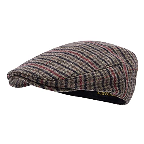 STARANCE Men Wool Blend Newsboy Cap Flat Hat - color: Houndstooth Coffee, size: 7 1/4