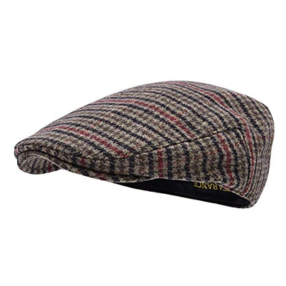 STARANCE Men Wool Blend Newsboy Cap Flat Hat - color: Houndstooth Coffee, size: 7 1/4