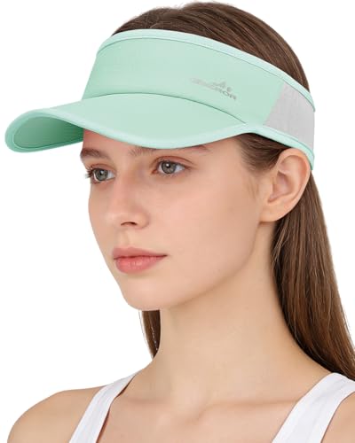GXCROR Sports Sun Visor Hat Men Women, Lightweight Breathable Quick-Dry Visor Hat, UPF 50+ Tennis Golf Running Visor - color: Light Green