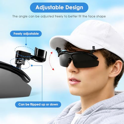 DEECOZY Outdoor Polarized Sunglasses, Fishing Cycling Traveling Flip Cover UV Protection Sunglasses That Can Clip on the Cap - color: Black+blue
