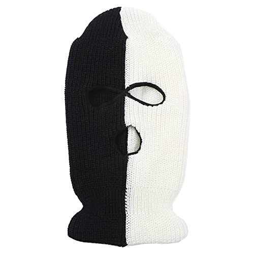 3 Hole Ski Mask Full Face Cover Balaclava Winter Windproof Cycling Accessories for Men Women - color: Black-white