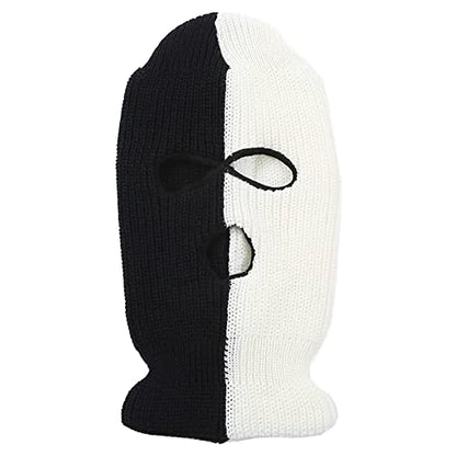 3 Hole Ski Mask Full Face Cover Balaclava Winter Windproof Cycling Accessories for Men Women - color: Black-white