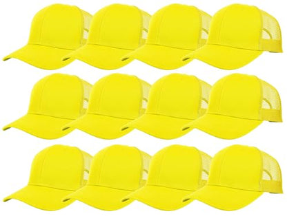 Gelante Mesh Trucker Hat Baseball Cap Structured Front Panel Wholesale LOT 12 Pack - color: Light Yellow