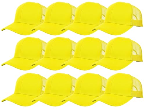 Gelante Mesh Trucker Hat Baseball Cap Structured Front Panel Wholesale LOT 12 Pack - color: Light Yellow
