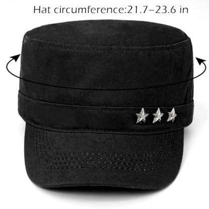 Cadet Hat Flat Top Hats Army Military Caps for Men Women - color: Black D