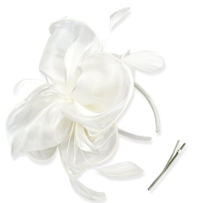 AQOKKA Women Fascinators Hats Flower Fascinators with Headband and Clip Tea Party Headwear for Women and Girls - color: 8.2" Diameter / White