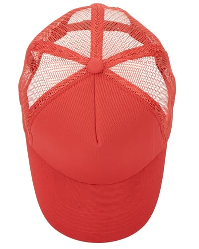 Gelante Polyester Foam Front, Mesh Back 5 Panel Sublimation Trucker Baseball Cap Snapback Hat - color: Red