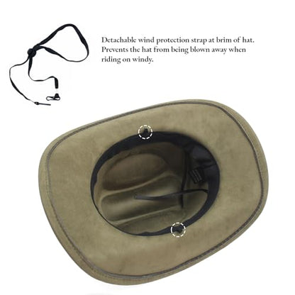 LIDHAY Cowboy Hat for Women Men with Shapeable Wide Brim Western Suede Hat for Cowboys and Cowgirls - color: Army Green