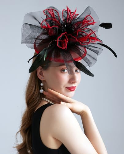 Women Organza Derby Hat Fascinator Tea Party Wedding Church Derby Hat Fascinator Hats Dual-use - color: 02b Black