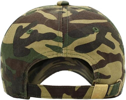 KBETHOS Classic Unisex Cotton Adjustable Low Crown Baseball Cap – Plain Dad Hat - color: Green Camo