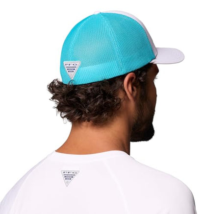 Columbia Unisex PFG Logo Mesh Ball Cap - color: White/Guava Pink/Fish Flag, size: XX-Large