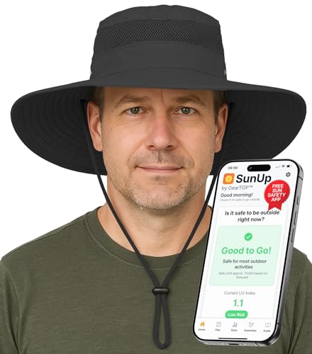 GearTOP Safari Hat for Men Sun Hats for Women UV Protection UPF 50+ Fishing, Gardening, Hiking Hat (22-23 1/2") - color: Dark Grey Standard 1 Pack