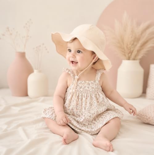 Baby Girl Sun Hat Infant Summer Beach Hat Toddler Bucket Hat UPF 50+ - color: Pink/Beige, size: 2-4T