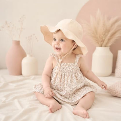 Baby Girl Sun Hat Infant Summer Beach Hat Toddler Bucket Hat UPF 50+ - color: Pink/Beige, size: 2-4T