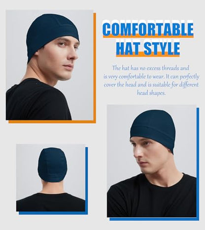 Cotton Skull Caps for Men Women Beanie Chemo Headwear Sleep Hat - color: Set G-navy,light Blue,army Green