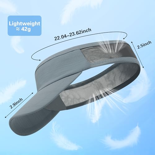 HH HOFNEN Sports Sun Visor Unisex Cooling Cap Lightweight Stretchy Packable - color: #2 Darkgray+lightgray