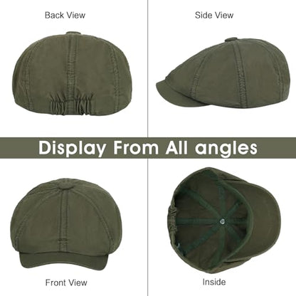 Newsboy Cap for Men Cotton 8 Panel Men's Flat Cap - color: Armygreen+navy, size: One Size