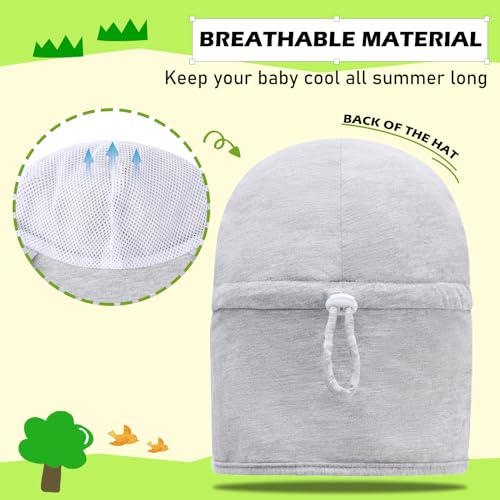 Duoyeree UPF 50+ Baby Sun Hat, Ear & Neck Protection for Toddlers - color: 1b3-grey, size: 6-24 Months