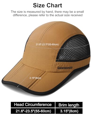 GADIEMKENSD Mens Folding Outdoor Hat Long Brim UPF 50+ Sun Protection - color: Folding Camel