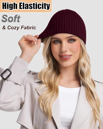 ROYBENS Wool Beanie for Men Women, Seamless Knit Warm Winter Hat Skull Caps - color: 1pcs-wine Red