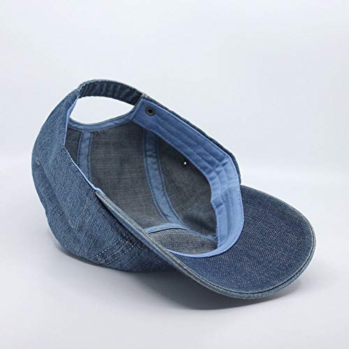 Washed Cotton Twill Five Panel Adjustable Camper Caps - color: Denim Blue