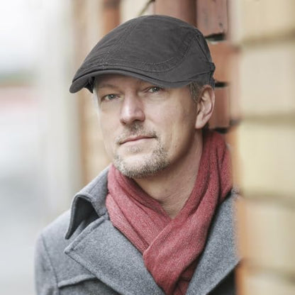 3Pcs Cotton Newsboy Hat for Men Cool Adjustable Flat Cap - color: # Black+darkgrey+khaki