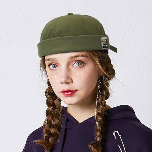 Glamorstar Dome Brimless Hats for Women Men Sailor Docker Beanie Cap Hip Hop Hats - color: Green D