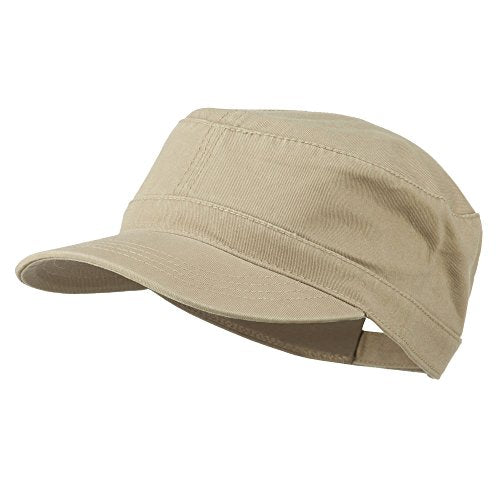 Garment Washed Adjustable Army Cap - color: Khaki