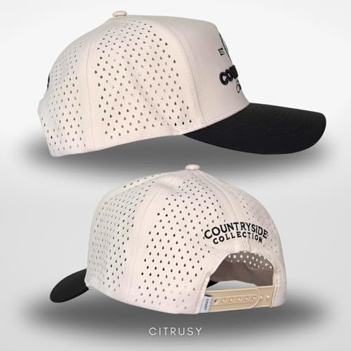 CITRUSY Athletic Trucker Golf Hat | Performance Mens 5 Panel Cap | Cool Breathable Waterproof Workout Running Snapback - color: Country Club | Black