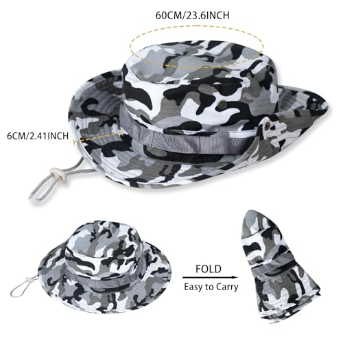 Rosoz Sun Hats for Men Women Bucket Hat UPF Protection Wide Brim Boonie Hat - color: 1pack-gray Camo2