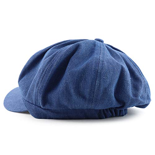 Women's Lightweight 100% Cotton Soft Fit Newsboy Cap with Elastic Back - color: Denim
