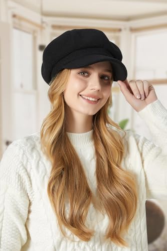 Sumolux Women Beret Newsboy Hat French Cap Classic Winter - color: Black a
