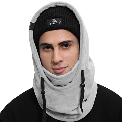Shy Velvet Cold Weather Fleece Balaclava Ski Mask,Balaclava Wind-Resistant Winter Face Mask for Men and Women - color: Grey