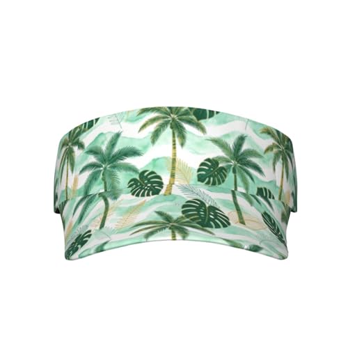 Adjustable Sun Visor Hats, Lightweight Open-Top Sports Visors - color: Palm Tree