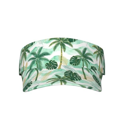 Adjustable Sun Visor Hats, Lightweight Open-Top Sports Visors - color: Palm Tree