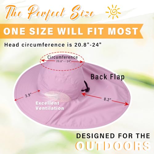 Tirrinia Wide Brim Sun Hat with Neck Flap for Men & Women - color: Dusty Pink