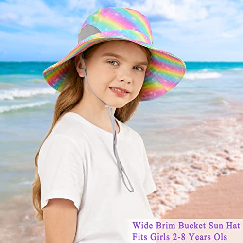 ICOSY Kids Sun Hat, UPF 50+ Girls Beach Hat for Toddler Kids - color: Rainbow