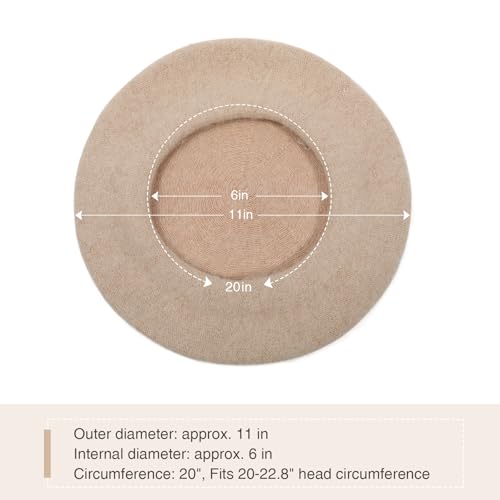 Women French Wool Beret Hats - Solid Color Classic Beanie Winter Cap - color: Beige