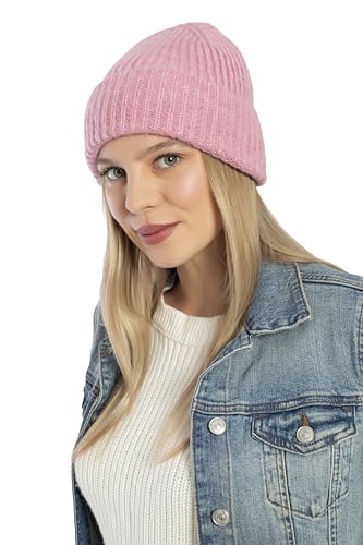 Seamless Beanie Cap, Acrylic Unisex Winter Beanie - color: Light Pink