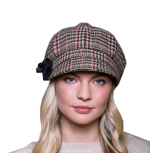 Newsboy Hat for Women's Cap 8 Panel Wool Made in Ireland - color: Red, Green, Yellow