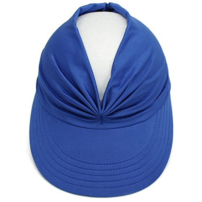 Muryobao Womens Sun Visor Hat Wide Brim Summer UPF 50+ UV Protection Beach Sport Cap - color: Royal Blue