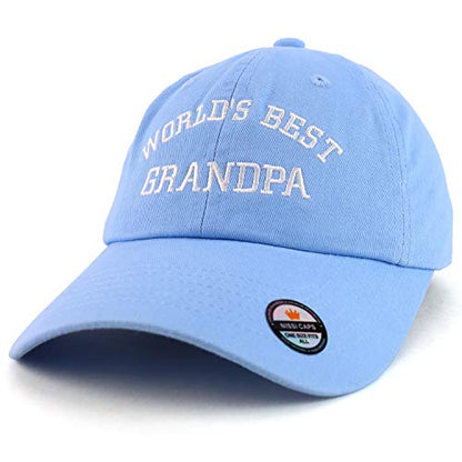 Trendy Apparel Shop World's Best Grandpa Embroidered Low Profile Soft Cotton Dad Hat Cap - color: Sky