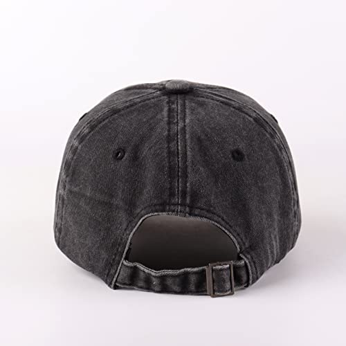 LANGZHEN Unisex Baseball Cap 100% Cotton Fits Men Women Washed Denim Adjustable Dad Hat - color: Black Mixed With Khaki