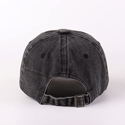 LANGZHEN Unisex Baseball Cap 100% Cotton Fits Men Women Washed Denim Adjustable Dad Hat - color: Black Mixed With Khaki