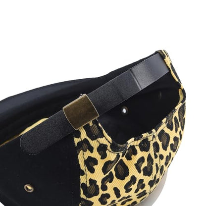 Snapback 5 Panel Hat for Men Women Classic Flat Bill Baseball Cap Trucker Hat Leopard Print Hip Hop Biker Board Cap