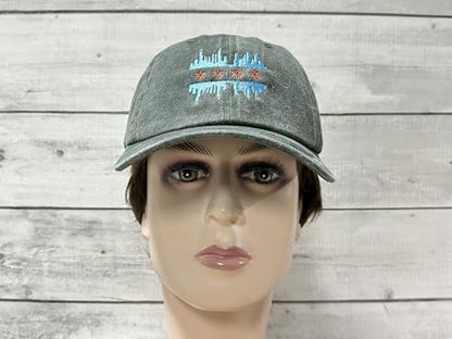 America State City Flag Hats - color: Chicago Illinois Skyline Flag (Army Green)