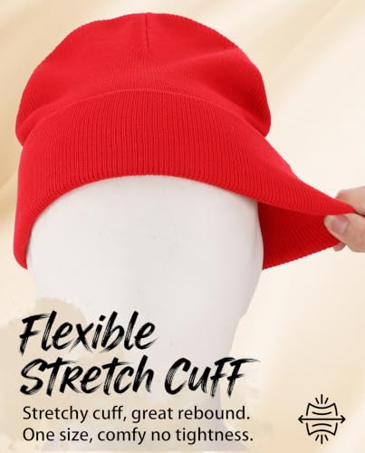 Connectyle Men's Cuffed Beanie Hat Double Layer Knit Winter Watch Cap - color: Red