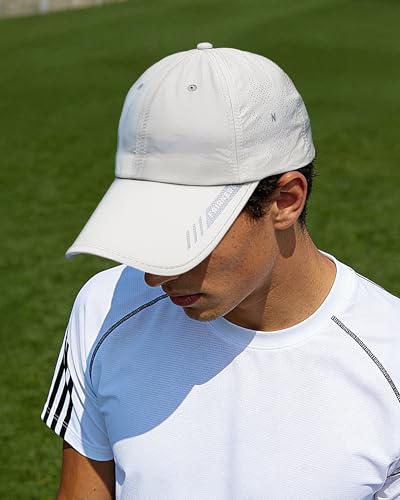 Croogo Quick Dry Running Hat Sun UPF 50+ Lightweight Baseball Cap for Men - color: White