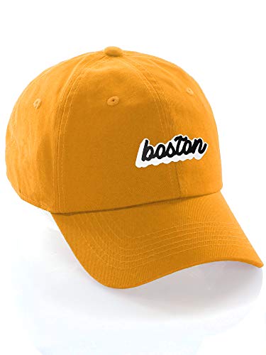 Classic Unstructured USA Cities Baseball Dad Hat 3D Raised PVC Letters Cap - color: Boston Gold - White Black